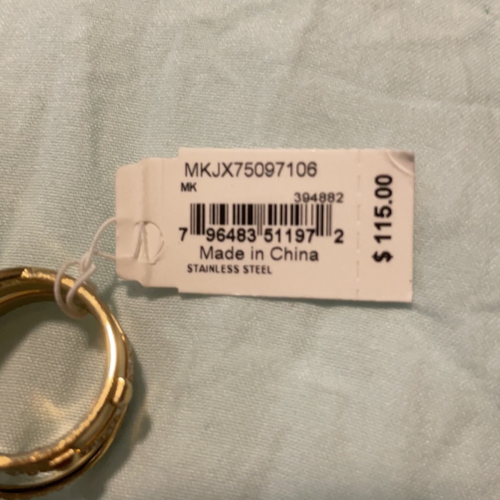 Michael Kors  Criss cross gold tone stud crystal ring size 7 NIB - Picture 4 of 5